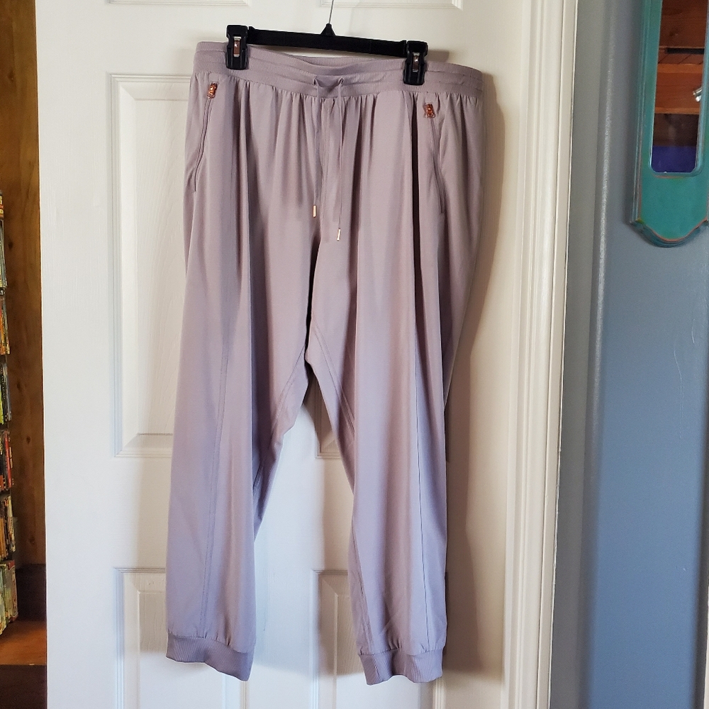 Lightweight Jogger Pants Pull-on Elastic Waist Zip Pockets Drawstring Nylon 2XL - Picture 3 of 11